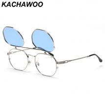 Kachawoo hochklappbare Sonnenbrille für Herren, polarisiertes Metall, silberfarben, blau, modische Sonnenbrille für Damen, quadratische Brillengestelle von hoher Qualität