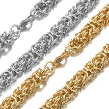Formato personalizzato 7 "-40" 6 millimetri 8 millimetri 10 millimetri di Moda In Acciaio Inox Argento Oro Colore Bizantina catena degli uomini di collana o Del Braccialetto