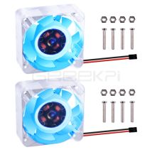 GeeekPi RaspberryPi LED-Kühler, 1 Set, 2 Stück, 40 x 40 x 10, transparent/schwarz, Lüfter 4010, blaues Licht, RGB, für Raspberry Pi 4B/3B+/3