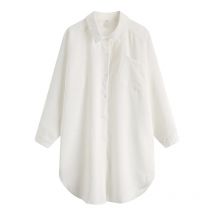 HNMCHIFE White Sleep Shirt Sexy Sleepwear Women Long Sleeve Nightgown Button Down Night shirt Soft Sleep Tops Comfy Pajama Top