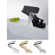 Becola Brushed Gold Basin Faucet Black Bathroom Mixer Tap Deck Mounted Basin Sink Faucet Hot and Cold Water Chrome Faucet Taps