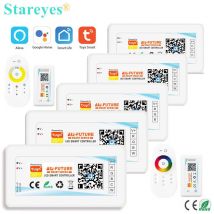 Controller intelligente WiFi Tuya Alexa Google Home Voice DC5-24V Dimmer monocolore CCT RGB RGBW RGBCCT 5 in 1 Striscia LED APP 2.4G RF