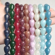 Natürliche Stein Perlen Jade Angelite Amazonit Waterdrop Form Lose Perlen für Schmuck Machen DIY Armband Zubehör 15''