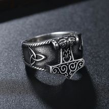 Vintage Viking Mjolnir thors Hammer Ring Männer Nordic 316L Edelstahl Odin Celtics Knoten Amulett Ring Schmuck Geschenk