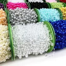 2 Yards 8+3mm Christmas Decoration Fishing Line Artificial Pearls Beads Chain Garland Flowers Wedding Party  #SBT