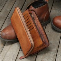 Vintage Echtes Leder Brieftasche Männer Leder lange Brieftasche Männer Geldbörse Clutch Bag