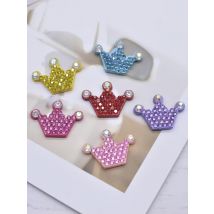30Pcs/lots Charm Princess Crown DIY Crafts Patch Material for Stick on Clothing Appliques Hair Band Crystal Rhinestone Accessory