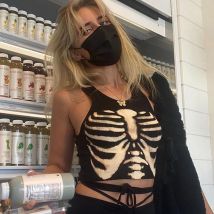 Gothic Skeleton Pint Tank Tops Harajuku Y2k Aesthetic Grunge Ribbed Graphic Crop Top Women Vest Black Knitted Cropped Tanks Top