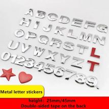 1 sztuk 3D Metal 45mm 25mm DIY litery alfabetu godło numery Chrome etykietowanie naklejki