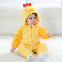 Umorden Kleinkind Kleinkind Gelbes Küken Kostüm Kigurumi für Baby Jungen Mädchen Bodysuit Overall Onesie Flanell Bequem