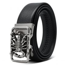 Metall Skorpion Form 3D Schnalle Gürtel Männer Leder Luxus Marke Automatische Schnalle Punk Gürtel Männliche Qualität Designer Gürtel Tier 2023