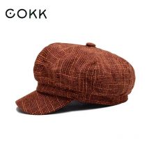 COKK Tappo strillone Cappuccio Ottagonale Cappello Berretto Delle Donne di Autunno Cappelli di Inverno Per Le Donne Dell'annata di Modo Gorro Casquette Berretto Femminile