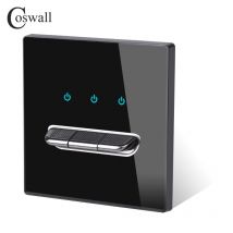 COSWALL 1/2/3/4 Gang 2-Wege-Kippschalter Ein/Aus Durchgang Wandlichtschalter Geschalteter Treppenschalter mit blauer Hintergrundbeleuchtung und Glasscheibe