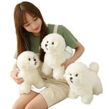 Hohe Qualität Simulation Bichon Frise Hund Plüschtier Gefüllte Korea Lebensechte Zwergspitz Hund Welpen Spielzeug Wohnkultur Kinder Geburtstag