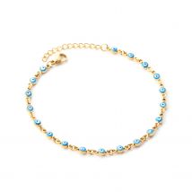 Luxukis skids Perlen Charme Gold Farbe Stahl Pulse ras böse blaue Augen Armbänder für Frauen Kette Armband Schmuck Handgelenk Accessoires