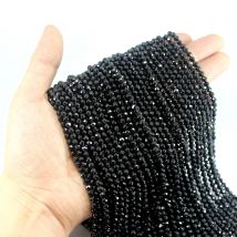Spinello nero sfaccettato naturale 100% brillante perline tonde sciolte di qualità brillante 2/3/4/6MM 15 pollici per la creazione di gioielli collana braccialetto