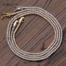 YLMyself Luxury 2mm Pave Cubic Zirconia Tennis Necklace Bracelet Gold Plated Women Party Jewelry