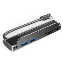 USB Typ C HUB 6 in 1 Zurück Clip Halterung Tragbaren Docking Station 4K HDMI USB 3,0 SD/TF Kartenleser Für Laptop und Handy