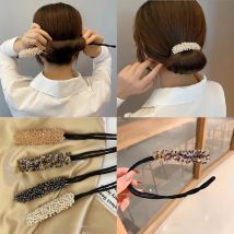 Ruoshui Frau Strass Perle Blume Haar Brötchen Maker DIY Frisur Werkzeug Für Damen Haar Zubehör Braut Haarband