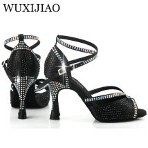 WUXIJIAO Scarpe da ballo latino da donna Nuove scarpe da ballo Scarpe da salsa dal design unico Sandali con diamanti