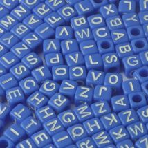26 alfabeto blu acrilico perline bianco lettera cubo allentato distanziatore perline per gioielli che fanno fai da te donne bambini braccialetto 6x6mm