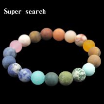 wholesale10mm Multicolor Chakra Matte Bracelet Miexd Natural Stone Round Beads Wrap Bracelet Single lap Bracelets Christmas Gift