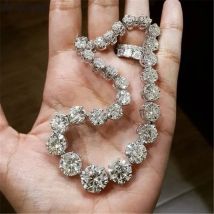 Handmade White Gold Filled Tennis Bracelet Bangle Diamond Bracelets For Women Bridal Engagement Wedding Bracelet Jewelry Gift