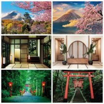 Japan Landschaft Hintergrund Japanische Kirschblüten Berg Fuji Landschaft Wohnzimmer Fotografie Hintergrund Dekor Foto Studio Requisiten