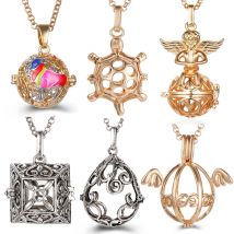 Mexiko Glockenspiel gemalt Engels flügel Anrufer Medaillon Halskette ätherisches Öl Diffusor Parfüm Anhänger schwangere Frau Musik Ball Schmuck