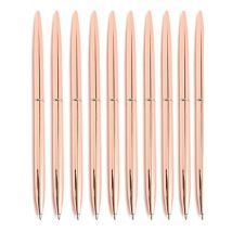 50Pcs Free Custom Logo Rose Gold Ballpoint Pen Slim Mentallic Roller Retractable Lightweight Nice Gift Wedding Business Office