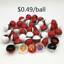 30mm Poke Ball with Random One Crystal Pet and 2pcs Cards Sticker Anime Game Pocket Ball Fire Dragon Action Figure Toy