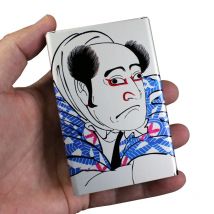 Automatische verschiebbare Zigarettenetui Box Rauchen Geschenk für japanischen Stil Mann Ukiyoe Edo Zeitraum Metall Logo nach Maß Farbdruck