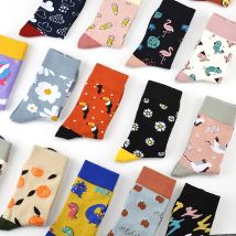 Frauen Socken Harajuku Lustige Cartoon Früchte Socke Einhorn für Flamingo Niedlichen Tier Muster Glücklich Lustige Skateboard Socken
