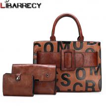 Vintage 3 Sets Frauen Leder Brief Tasche Große Gürtel Schnalle Handtaschen Designer Hohe Qualität Schulter Crossbody-tasche für Frauen Tote tasche