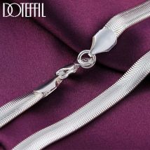 DOTEFFIL Halskette aus 925er-Sterlingsilber, 16/18/20/22/24 Zoll, 6 mm, flache Schlangenkette für Damen und Herren, modischer Hochzeits-Charm-Schmuck