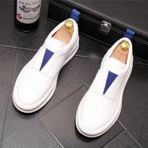 Britischen stil weiß schuhe für männer mode streetwear wohnungen plattform schuh atmungs echtem leder loafer stadt junge turnschuhe