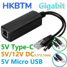 HKBTM Gigabit PoE Splitter Micro USB/Typ-C/DC Power over Ethernet für IP-Kamera/Raspberry PI/Sensecap/Bobcat
