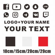 Custom Text English Chinese Japanese Hebrew Sign WEBSITE FACEBOOK Instagram name logo YouTube Snapchat Decal Car bike sticker