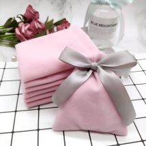 50pcs Jewelry Velvet Bags With Ribbon Flannel Pouches Wedding Candy Gift Packing Cosmetic Party Decoration extra fee Custom Logo