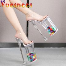 Stripers Frauen Schuhe 2021 Neue Wasserdichte Klar Plattform LED Glow Sandalen Super High Heels 26cm