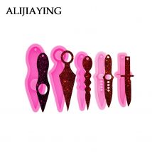 DY1137 Shiny  Self-defense Keychain Pendant Resin Molds, Epoxy Clay Polymer Mould, Knife Mold Resin Craft Silicone