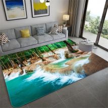 Natürliche Landschaft 3D Teppich Für Wohnzimmer Grünen Wald Wasserfall Landschaft Teppich Schlafzimmer Anti-slip Teppich Im Bad große