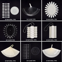 13 Types Nail Art Display Fan-Shaped Round Color Chart Clear Natural Acrylic Nail Gel Polish Practice Training Display Tool