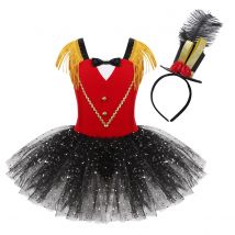 Girl's Circus Ringmaster Costumes Teen Mesh Tulle Tutu Dress Carnival Party Acrobat Dress Up Dancer Performance Outfit