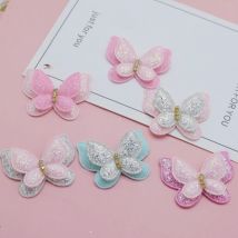 20 teile/los 4,3*3,7 cm zwei schicht glitter Schmetterling gepolsterte Applikationen für Handwerk Kleidung Nähen Liefert DIY Haar Clip zubehör