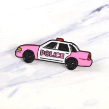 Rosa Polizei Auto Emaille Pin Cute Vintage Auto Abzeichen Brosche Revers Pin Denim Jeans Hemd Tasche Cartoon Schmuck Geschenk für freunde Kinder