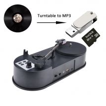 Convertitore per giradischi fonografo portatile 33/45 giri/min Risparmia dischi musicali in vinile su scheda MP3 TF/USB Altoparlante incorporato Non è necessario il PC