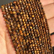 Naturalny kamień fasetowany żółty tygrysie oko luźne koraliki dystansowe do tworzenia biżuterii DIY bransoletka kolczyki akcesoria 15 '' 2 3 4 mm