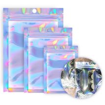 50/100/200 stücke Holographische Laser Transluzenten Zip-Lock Verpackung Resealable Wimpern Lagerung Tasche Tasche Kosmetische Box Für großhandel