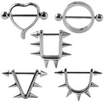 2Pcs Surgical Steel Cone Nipple Piercing Heart Barbell 14G Nipple Shield Charming Nipple Rings For Women Body Piercing Jewelry